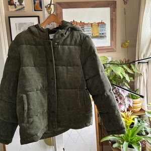 Ci sono Corduroy Hooded Jacket Olive Green